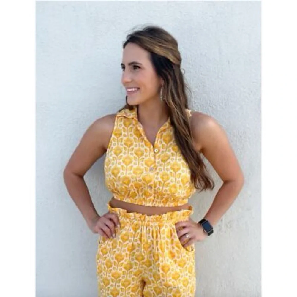 Show me your Mumu yellow floral crop top Camden top boho chic festival summer - Picture 7 of 7